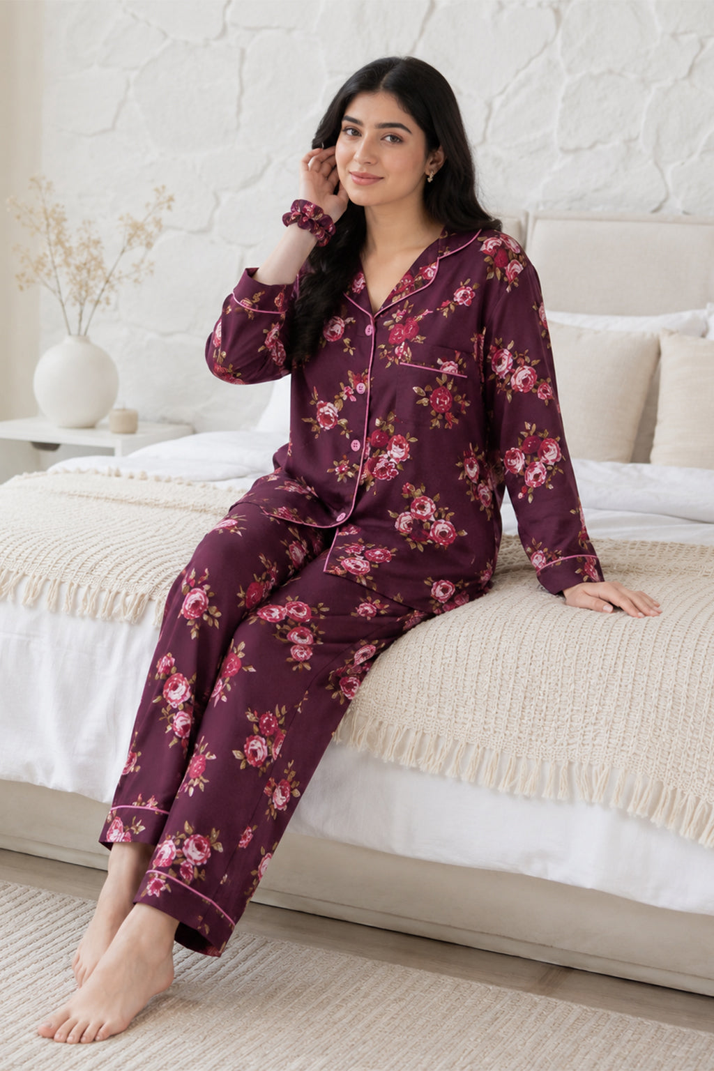 Maroon Roses Pj Set