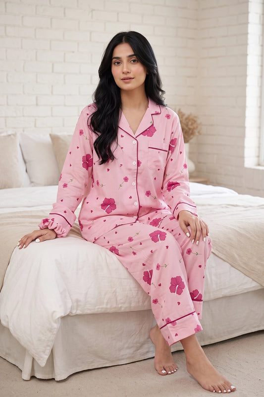 Pink Hibicus Pj Set