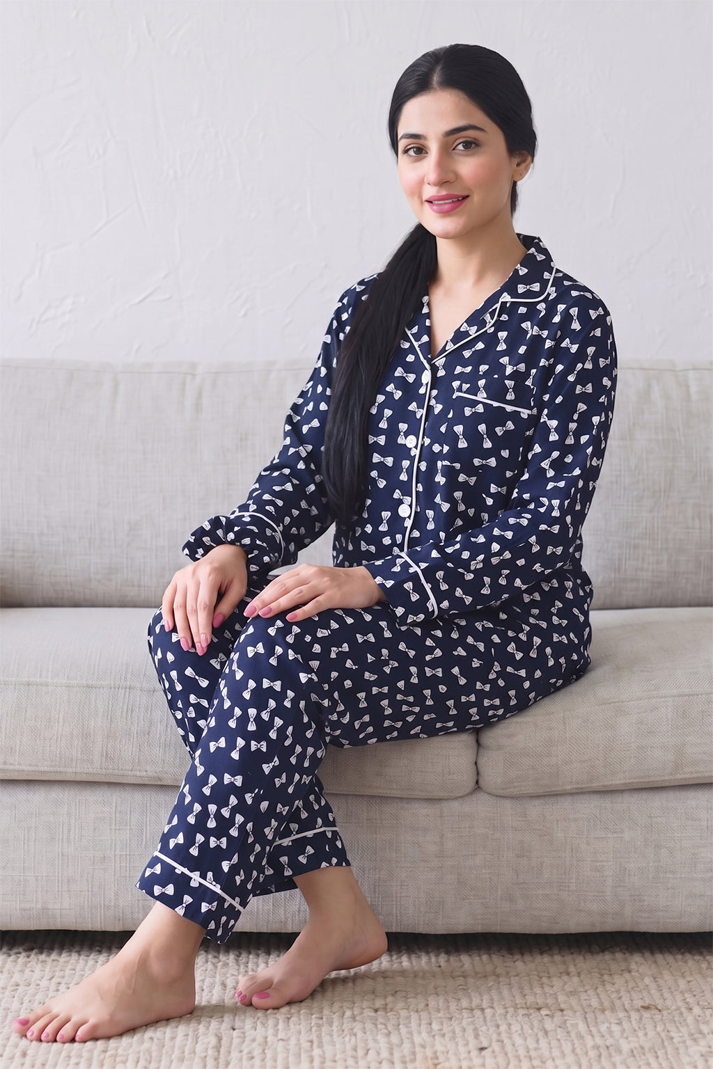 Navy Bows Pj Set