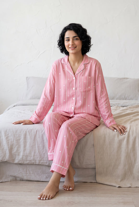 Pink Lines & Hearts Pj Set