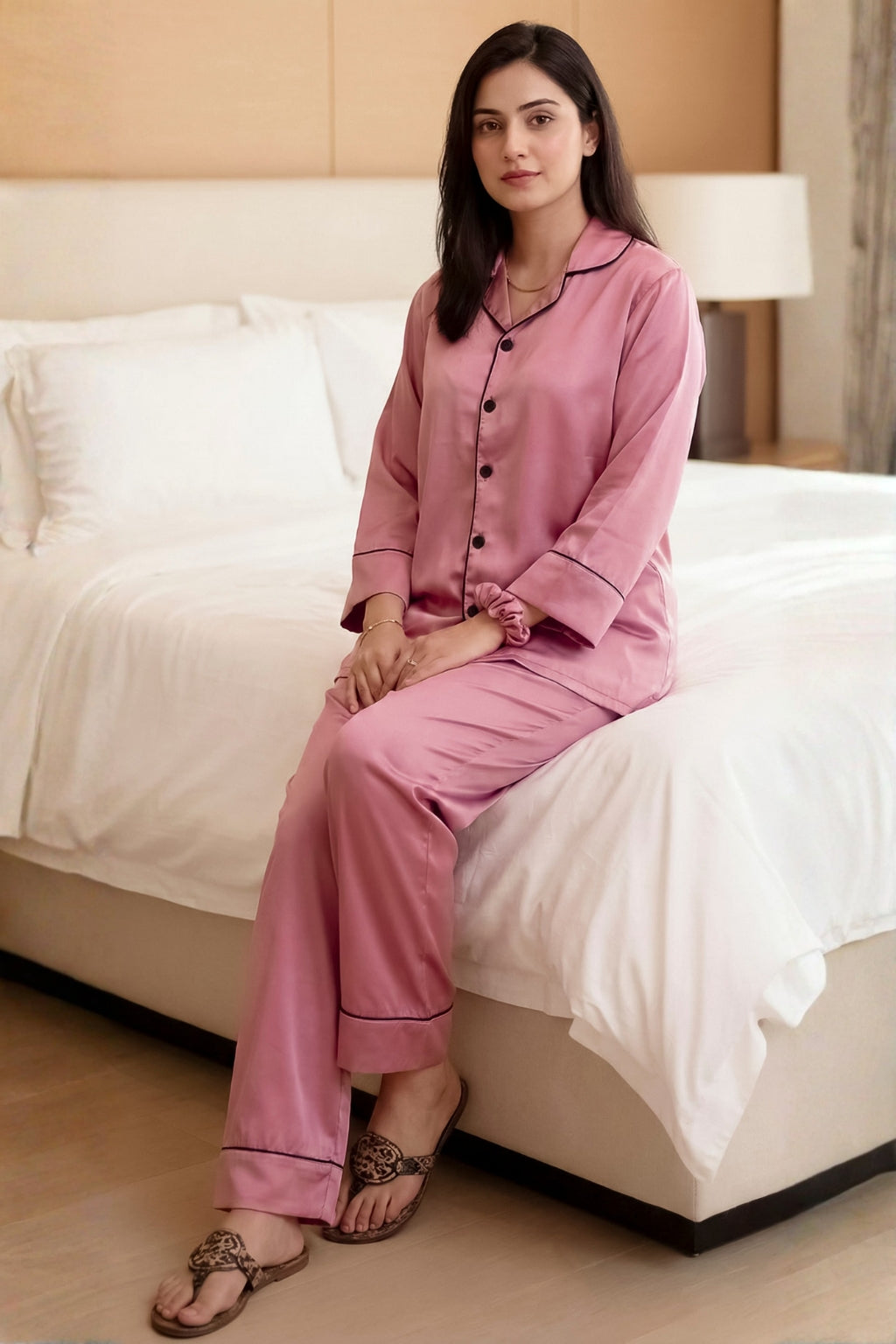 Tea Pink Silk Pj Set