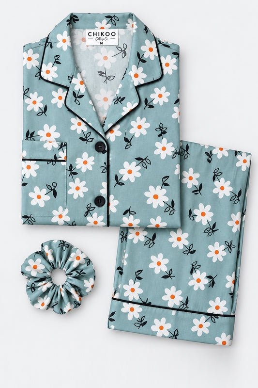 Aqua Floral Pj Set