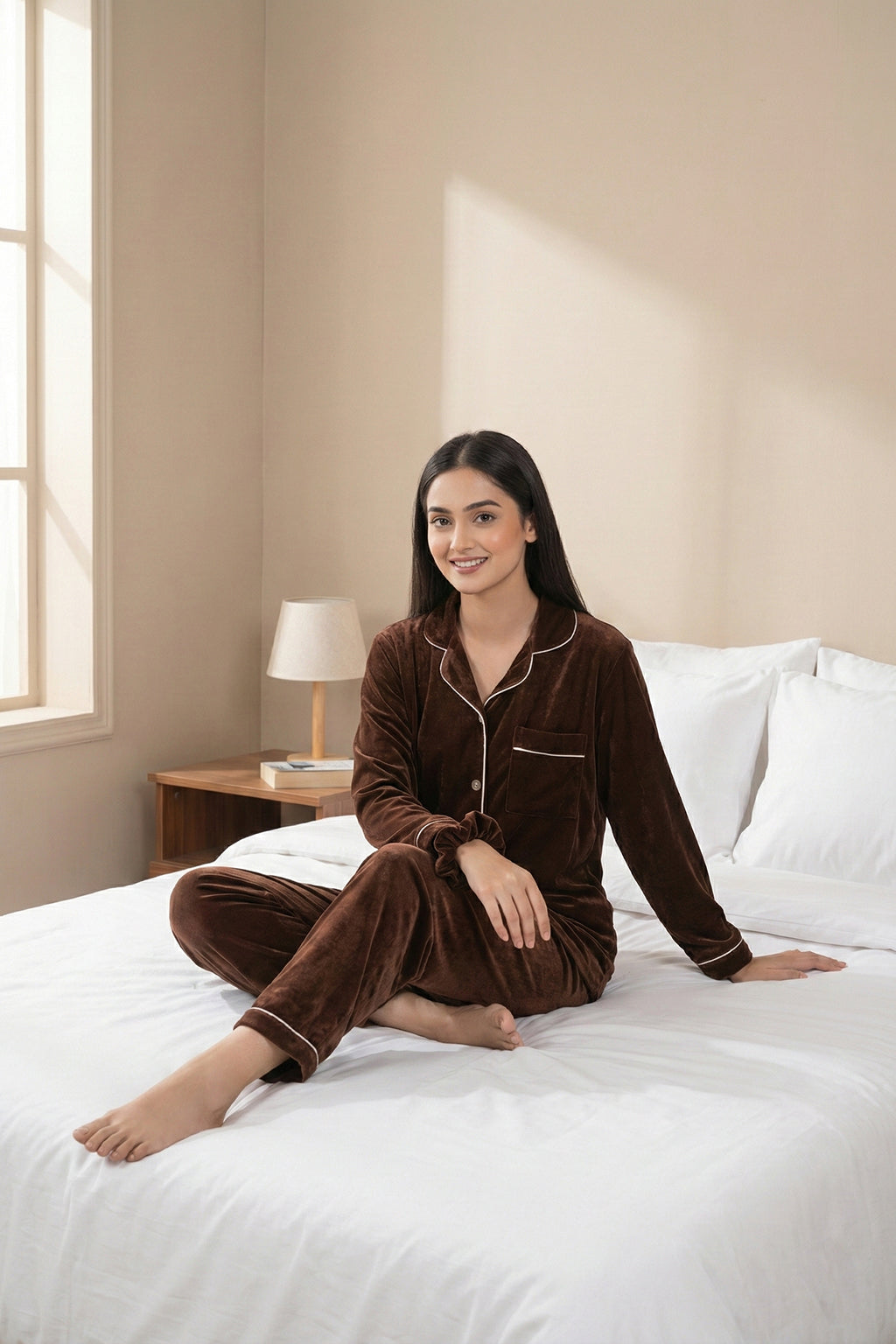 Dark Brown Velvet Pj Set