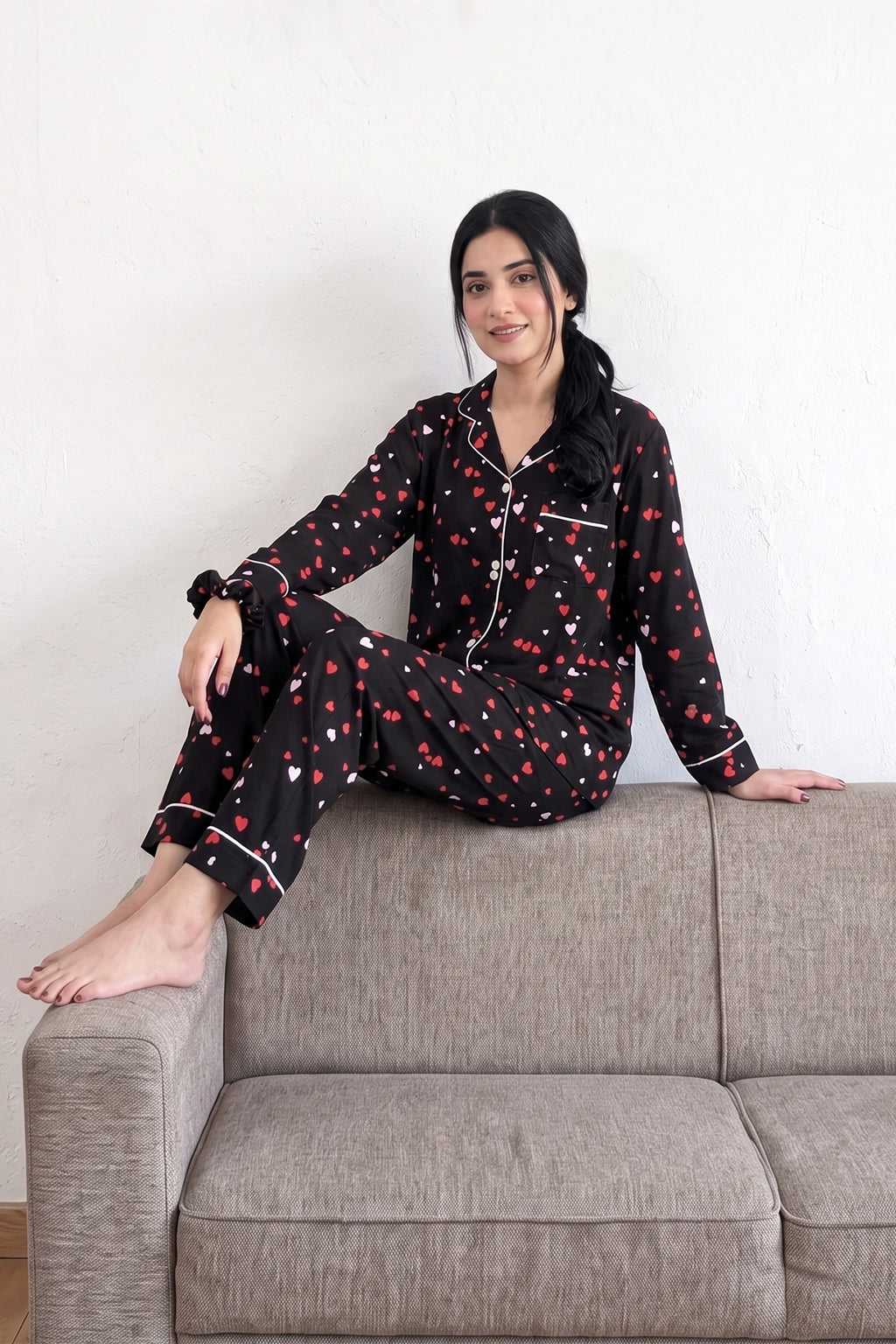 Red & White Hearts Pj Set