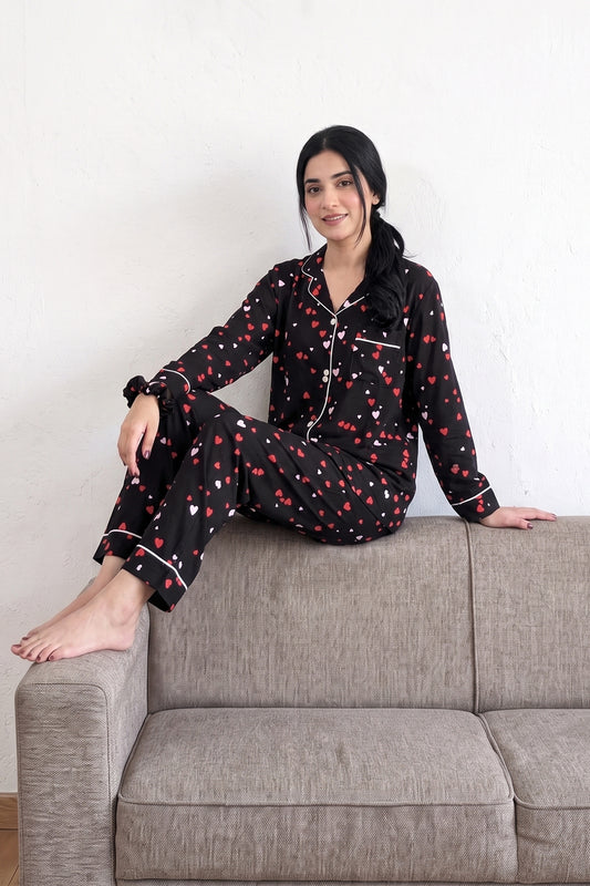 Red & White Hearts Pj Set
