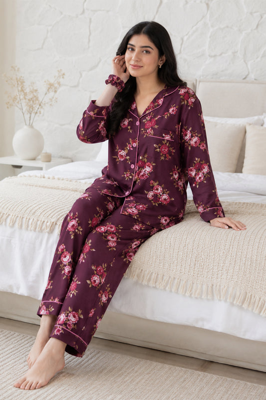 Maroon Roses Pj Set