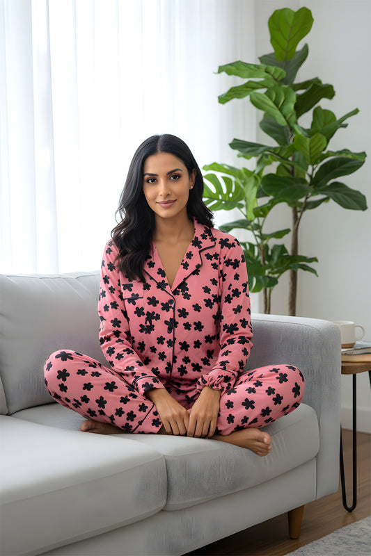 Pink Weave Pj Set