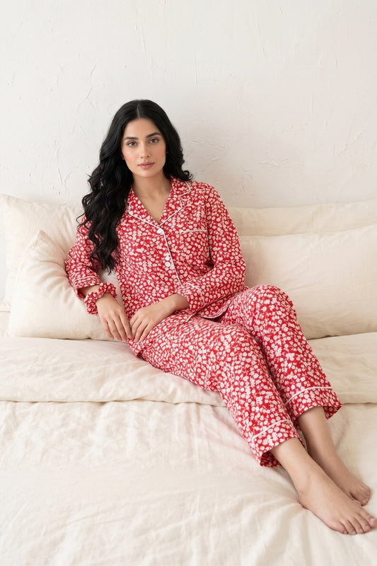 Red Flower Pj Set